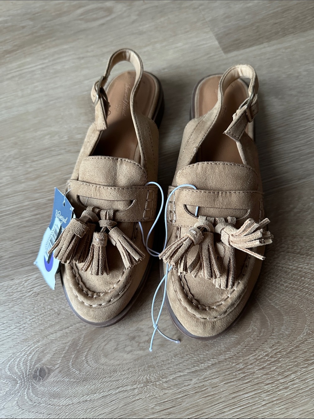 Universal Thread Tan Suede Tassel Slingback Mules